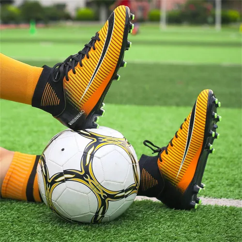Vista 7 de MDPCX Zapatos de fútbol unisex competitivos para hombres y mujeres, botas de fútbol para interiores y exteriores, atléticos, para césped,