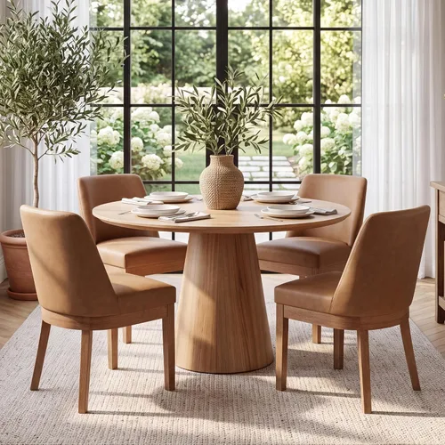 Vista 21 de HNY Juego de 2 sillas de comedor modernas con cómodo soporte de espalda, sillas de comedor tapizadas de lino suave con patas de madera maciza
