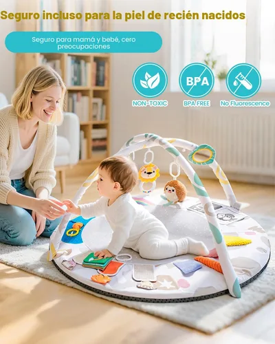 Vista 2 de Gimnasio y tapete de actividades para bebés con 5 juguetes para 0-12