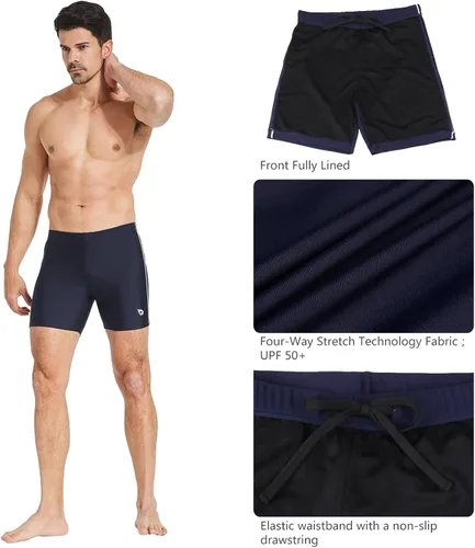 Vista 4 de BALEAF Traje de baño deportivo para hombre, de compresión de secado rápido, pierna cuadrada