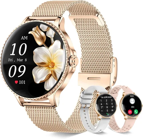 Vista 9 de Smart Watches for Women (Answer/Make Calls),1.19" AMOLED Slim, Rose Gold