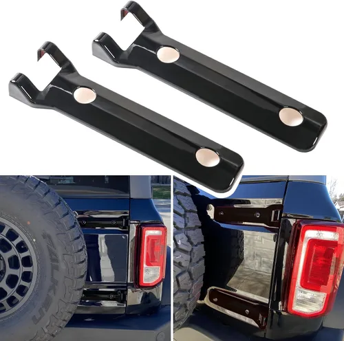 Vista 3 de Cubierta de bisagra de puerta trasera para puerta trasera, accesorios exteriores, decoración para Ford Bronco 2021, 2022, 2023, 2024, 2025 Negro