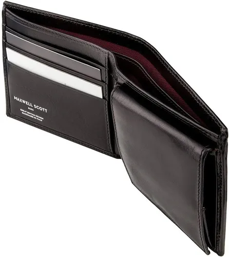 Vista 3 de Cartera de cuero de lujo para hombre con bolsillo para monedas The Ticciano Hecho a mano en Italia, Negro -, Classic