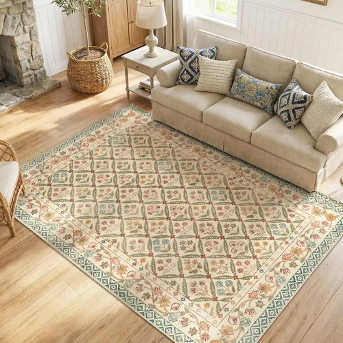 Vista 27 de jinchan Haden - Alfombra de entrada de 2 x 3 pulgadas, diseño floral vintage, lavable, suave, antideslizante, de pelo bajo, para puerta, cocina