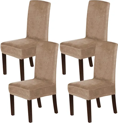 Vista 23 de Fundas elásticas de terciopelo para sillas de comedor, suaves, extraíbles y de comedor, color negro, 2