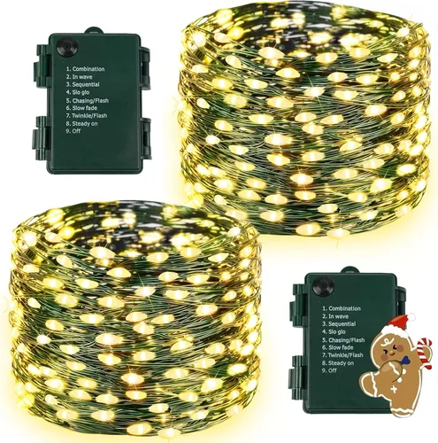 Vista 24 de Paquete de 2 guirnaldas de 30 luces LED de calabaza para decoración