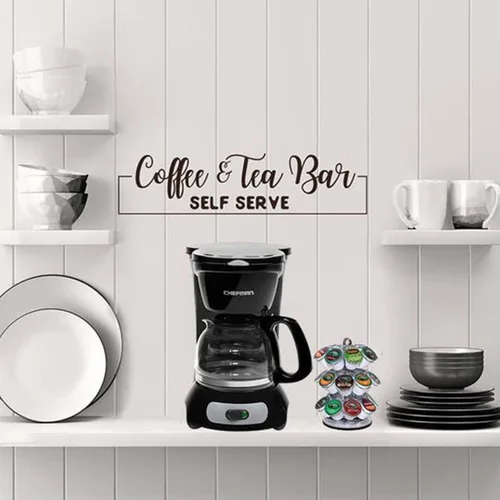 Vista 2 de Calcomanías de pared de café y té, diseño artístico para el hogar, cocina, calcomanía de pared con citas de barra de café, vinilo para cocina, papel