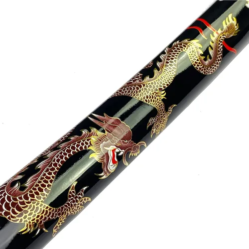 Vista 6 de Bishamon 42 1/2" Samurai Sword Carbon Blade Dragon Scabbard Comes with a Wooden Stand