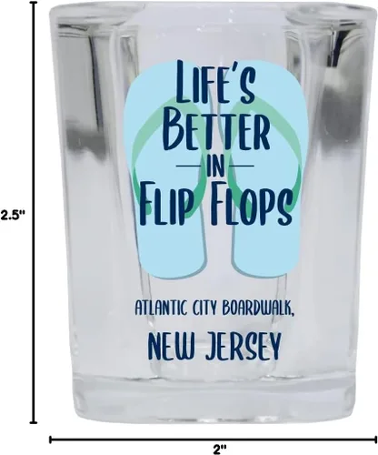Vista 3 de Atlantic City Boardwalk New Jersey Beach Souvenir - Vaso de chupito de base cuadrada de 2 onzas, individual