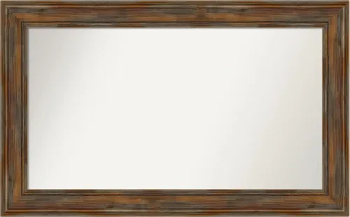 Vista 205 de Amanti Art Espejo de baño marrón para sobre fregadero, 26 x 26 pulgadas, espejo de tocador cuadrado marrón rústico Alexandria, marco de madera