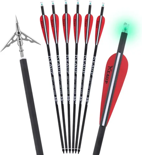 Vista 8 de Juego de 6 flechas de ballesta de carbono de 20 pulgadas y ballesta para ballesta y ballesta iluminadas, paquete de 6 flechas de ballesta de carbono