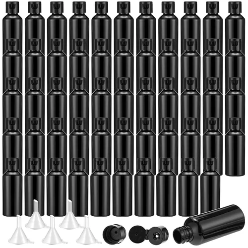 Vista 8 de Eccliy Paquete de 100 botellas de plástico de 2 onzas, botella de loción de viaje, botellas de plástico con tapas, recipientes pequeños de viaje