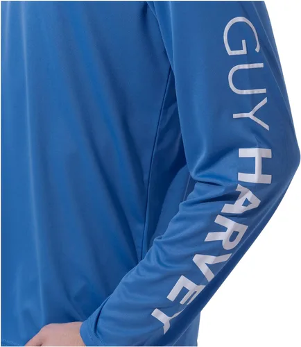 Vista 5 de Guy Harvey Camisa de manga larga para hombres con protección solar de rendimiento SPF UPF 50+ Azul celeste