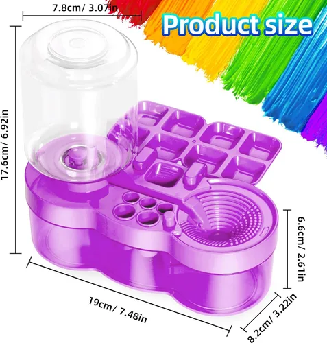 Vista 4 de Paint Brush Cleaner with Paint Tray, Upgraded 6-in-1 Painting Washer with Drain and Brush Holder, Water Circulation Painting Supplies for Acrylic