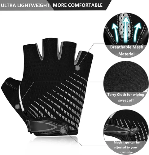 Vista 2 de Guantes de ciclismo para hombres y mujeres, antideslizantes, transpirables, almohadillas de gel de 0.197 pulgadas, guantes de bicicleta de carretera