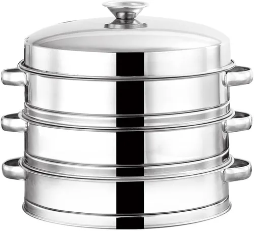 Vista 6 de Bandeja de vapor de acero inoxidable para cocinar saludablemente verduras, carne y alimentos para bebés (6.3 in vaporizador)