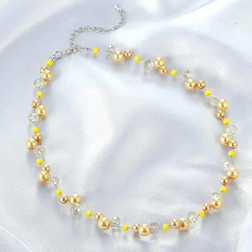 Vista 3 de Collar corto de turquesa con cuentas para mujer, joyería de moda con perlas y cuentas de cristal, regalos de cumpleaños para mujer