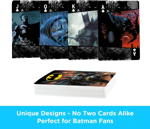 Vista 3 de Aquarius DC Comics - Juego de cartas de Batman tamaño estándar, baraja temática con 52 diseños de cómics únicos, regalo de mercancía coleccionable