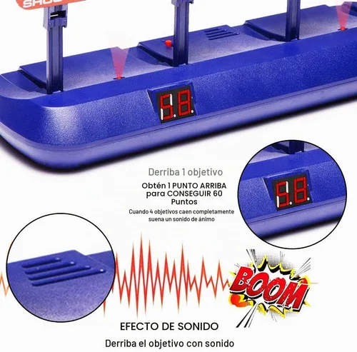 Vista 3 de Blancos para pistolas Nerf, puntuación automática electrónica con reinicio digital, blanco de tiro para práctica con Nerf, juguete de regalo ideal