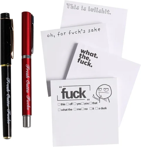 Vista 8 de Fresh Outta Fucks - Juego de notas adhesivas divertidas y bolígrafo, regalo de elefante blanco, divertido accesorio de escritorio, regalos