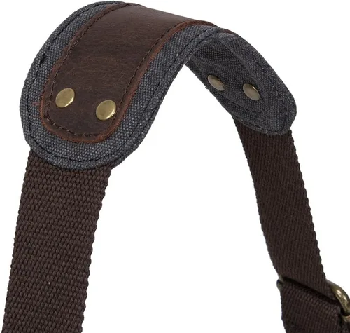 Vista 6 de morral de cuero y lona para computadora portátil + morral de lona para cámara Dslr Slr