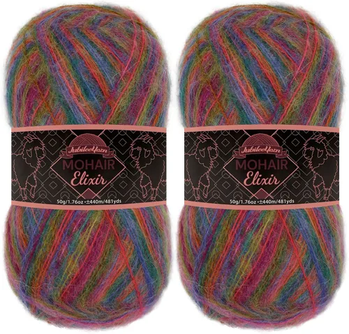 Vista 63 de JubileeYarn Mohair Elixir Yarn - 50g/Skein Baby Wool Blend - Cosmopolitan - 1 Skein