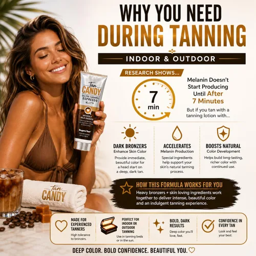 Vista 5 de Supre Tan Candy - Bronceador intenso intenso intenso con sabor a caramelo salado, mezcla oscura, 8.5 onzas