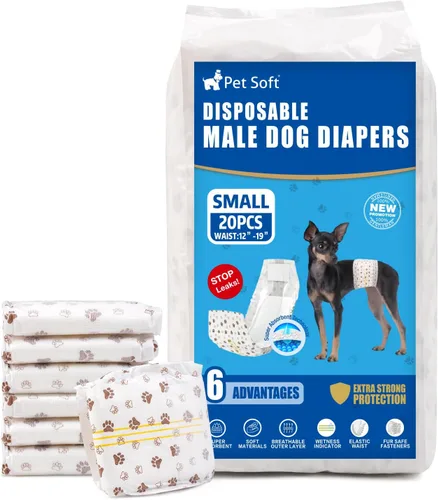 Vista 9 de Pet Soft Pañales desechables para perros machos, con indicador de humedad, ultra absorbentes, cómodos para incontinencia micción excitable, 50
