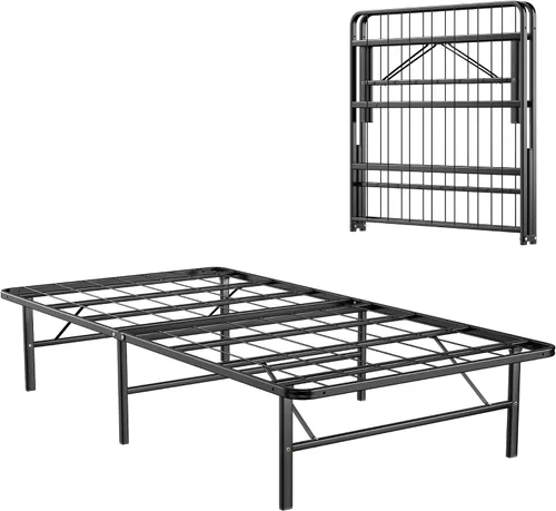 Vista 11 de KOMFOTT Base de cama de plataforma metálica de tamaño individual de 14 pulgadas, base de cama metálica resistente con espacio de almacenamiento