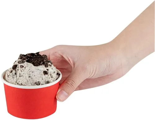 Vista 11 de Restaurantware 50 unidades rojo para llevar taza desechable de 3 x 3 x 1.8 pulgadas, mini taza de papel resistente a la grasa reciclable diseño