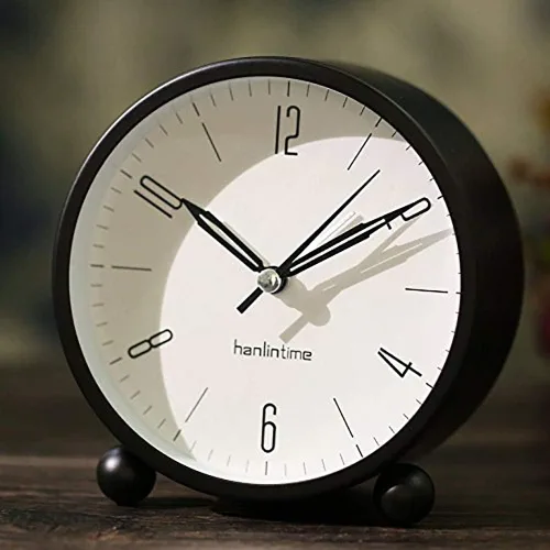 Vista 4 de Reloj despertador analógico, reloj de escritorio pequeño fácil de configurar, sin tictac, con luz nocturna, despertador súper silencioso alimentado