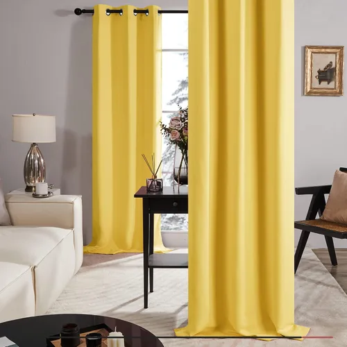 Vista 123 de Deconovo Cortinas opacas 100% con forro negro, cortinas con ojales aisladas térmicamente que reducen el ruido, doble capa para oscurecer