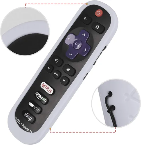 Vista 4 de AKWOX - Funda de repuesto para mando a distancia TCL Roku RC280, ligera, antideslizante, de silicona, a prueba de golpes, para Roku 3600R TCL Roku