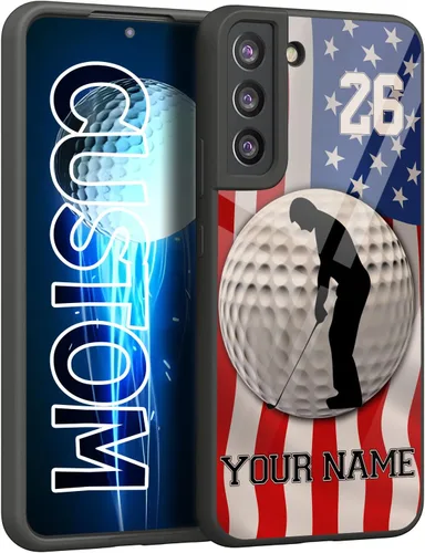 Vista 7 de Personalized Golfer Name Number America Flag Design Rubber Cover Phone Case for iPhone15 14 11 12 13 PRO MAX XR XS MAX 8 PLUS 6S PLUS Custom Golf