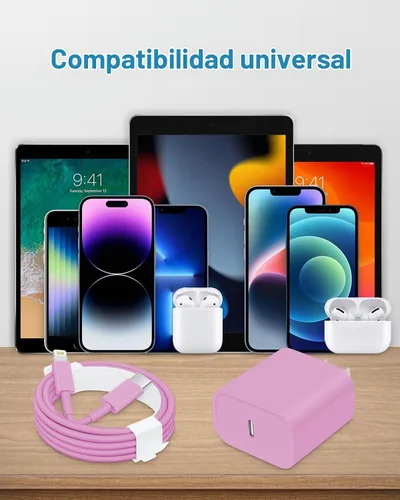 Vista 5 de CXX 20W Fast Charger for iPhone 14/13/12 [3-Pack, MFi Certified] Pink