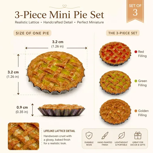 Vista 2 de LUOZZY - 3 piezas de postres en miniatura para decoración de tartas de casa de muñecas Realistic Look Detailed Mini Scale Miniature Dessert Food