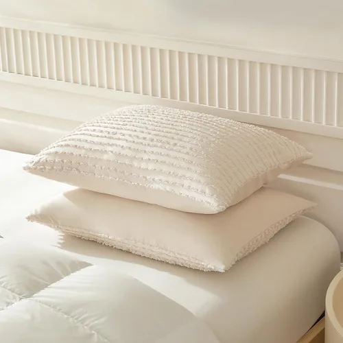 Vista 5 de WARMDERN - Fundas de almohada beige tamaño queen, fundas de almohada estándar, juego de 6 fundas de almohada de microfibra suave, textura boho