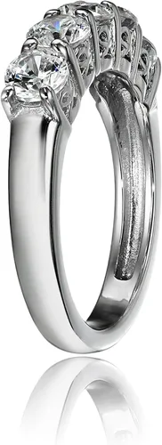 Vista 2 de Tienda Collection Sterling Silver Five-Stone Ring set with Round Cut Infinite Elements Cubic Zirconia