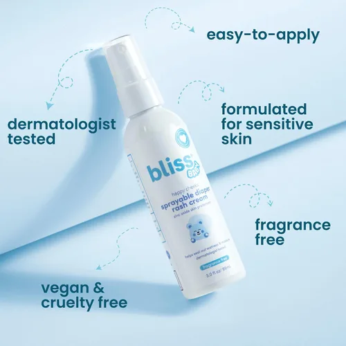Vista 6 de Bliss Spray de crema para la dermatitis del pañal para bebés, sin fragancia, sin contacto ni desorden, trata, alivia y previene la erupción