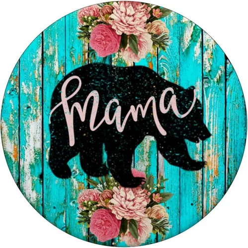 Vista 3 de Mama Bear - Chaleco de madera rústica con diseño de rosas, color turquesa