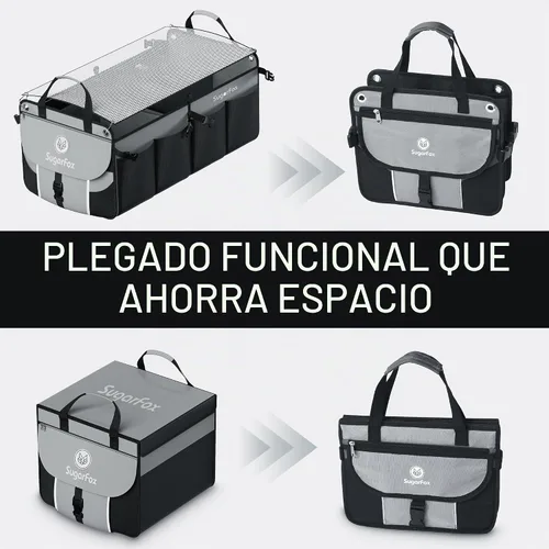 Vista 4 de SugarFox Organizador de maletero de automóvil para SUV, 63 L + 26 L, almacenamiento modular, resistente, plegable, impermeable, cubiertas suaves