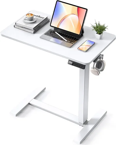 Vista 11 de Mesa eléctrica de 24 x 16 pulgadas, escritorio con ruedas para Blanco