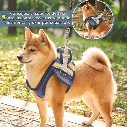 Vista 7 de Silla de ruedas ajustable para patas traseras, carrito de perro para perros medianos/grandes de 13 a 30 pulgadas de largo, 35-88 libras