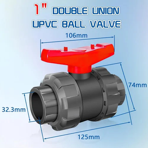 Vista 2 de Boltigen 1" PVC True Union válvula de bola, válvula de cierre de puerto completo