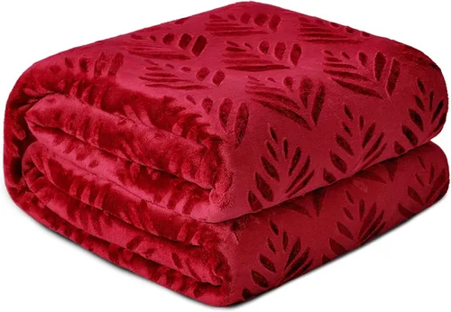 Vista 14 de Exclusivo Mezcla Manta de Vellón Tamaño King para Cama, Mantas Súper Suaves y Acogedoras para Uso Durante Todas las Estaciones, Patrón de Hojas