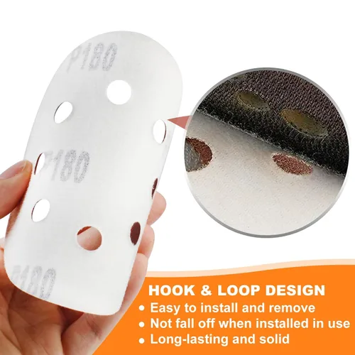 Vista 5 de 150 PCS Discos de Lijado de 5 Pulgadas, Almohadillas Premium para Lijadora Orbital en 9 Granos Diferentes - 40 80 120 180 240 320 400 600 800 Grano