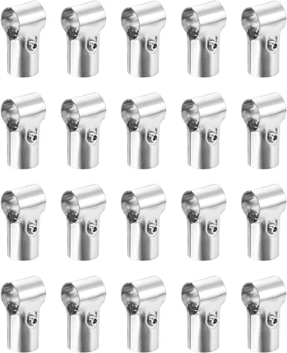 Vista 9 de uxcell Conector de tubería estructural, abrazaderas de tubería para juntas de 180 grados, 2 vías, 10 juegos de rieles de esquina de acero inoxidable