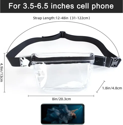 Vista 4 de TINYAT - Cangurera transparente pequeña aprobada para el estadio para mujeres, bolsa de cinturón transparente impermeable para conciertos, deportes