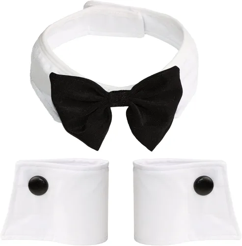 Vista 3 de Conjunto de disfraz de conejo, diadema de orejas de conejo, corbatín, puño y cola kit de accesorios