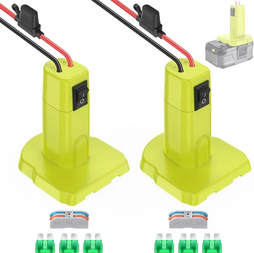Vista 9 de Adaptador de ruedas eléctricas para Ryobi Adaptador de batería de 18 V, kit de convertidor de batería con fusible, interruptor y conector de arnés